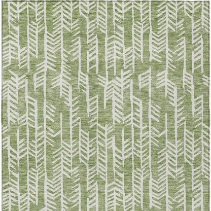 Tabselect Home Line 8' X 10' Green And Ivory Tribal Washable Indoor Outdoor Area Rug