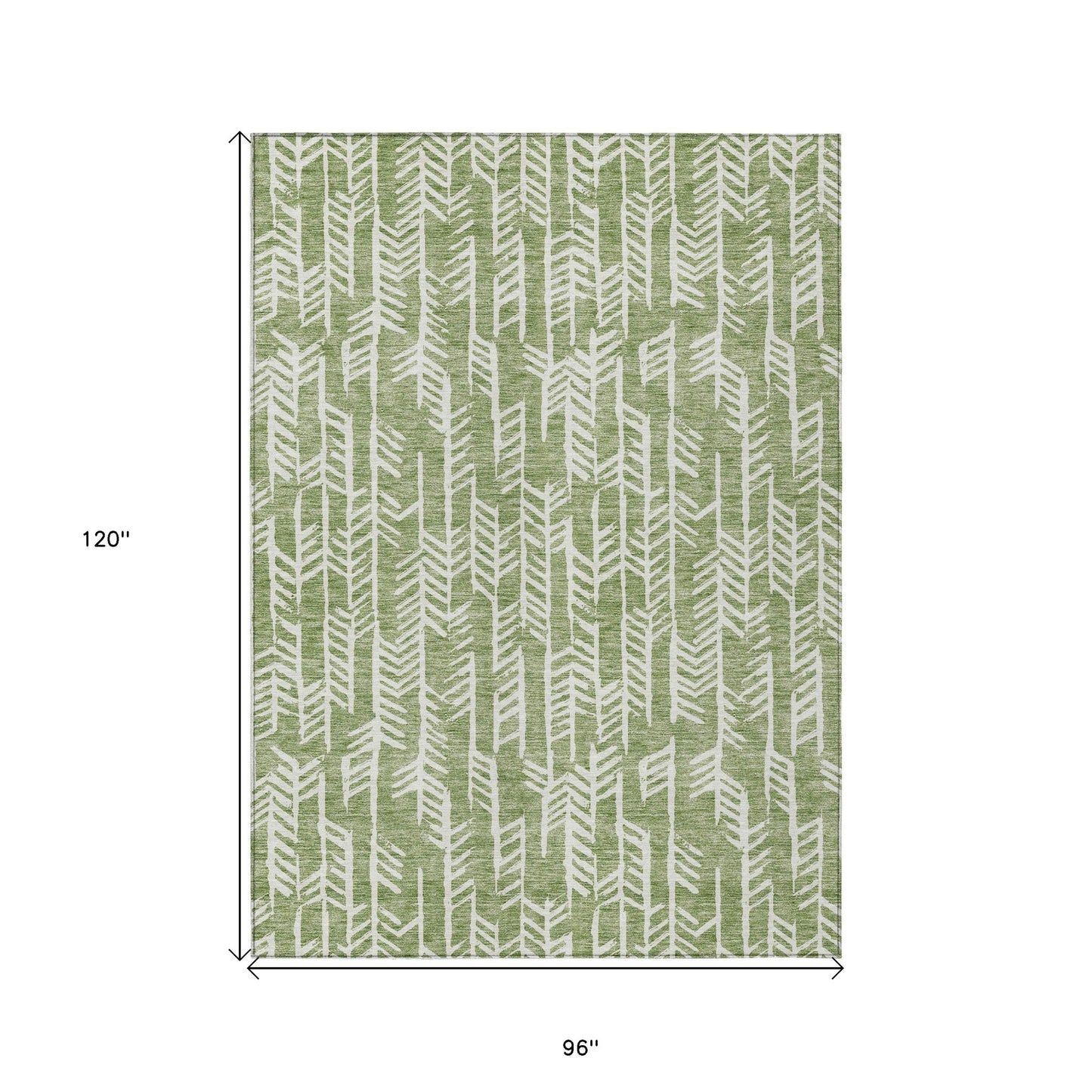 Tabselect Home Line 8' X 10' Green And Ivory Tribal Washable Indoor Outdoor Area Rug