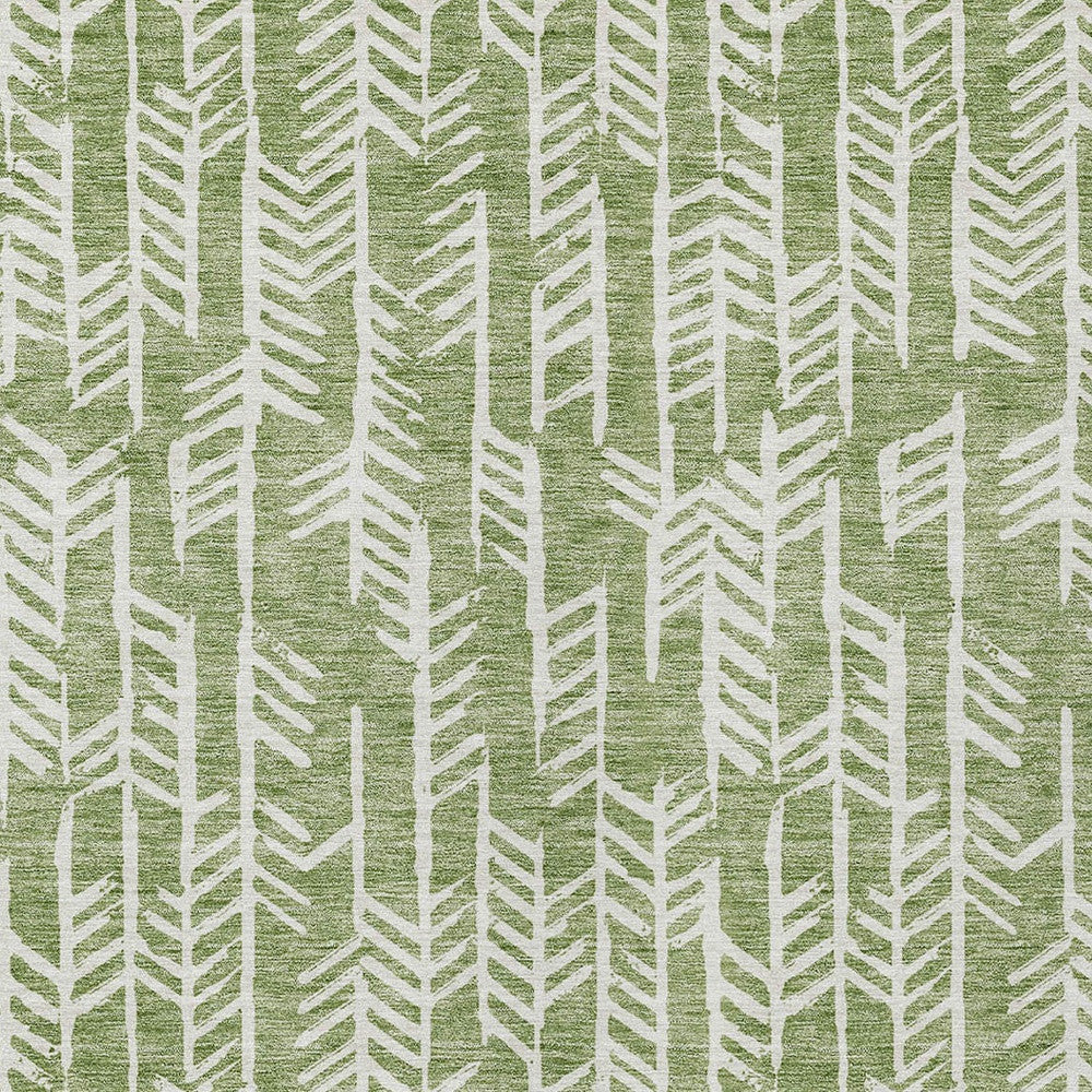 Tabselect Home Line 8' X 10' Green And Ivory Tribal Washable Indoor Outdoor Area Rug