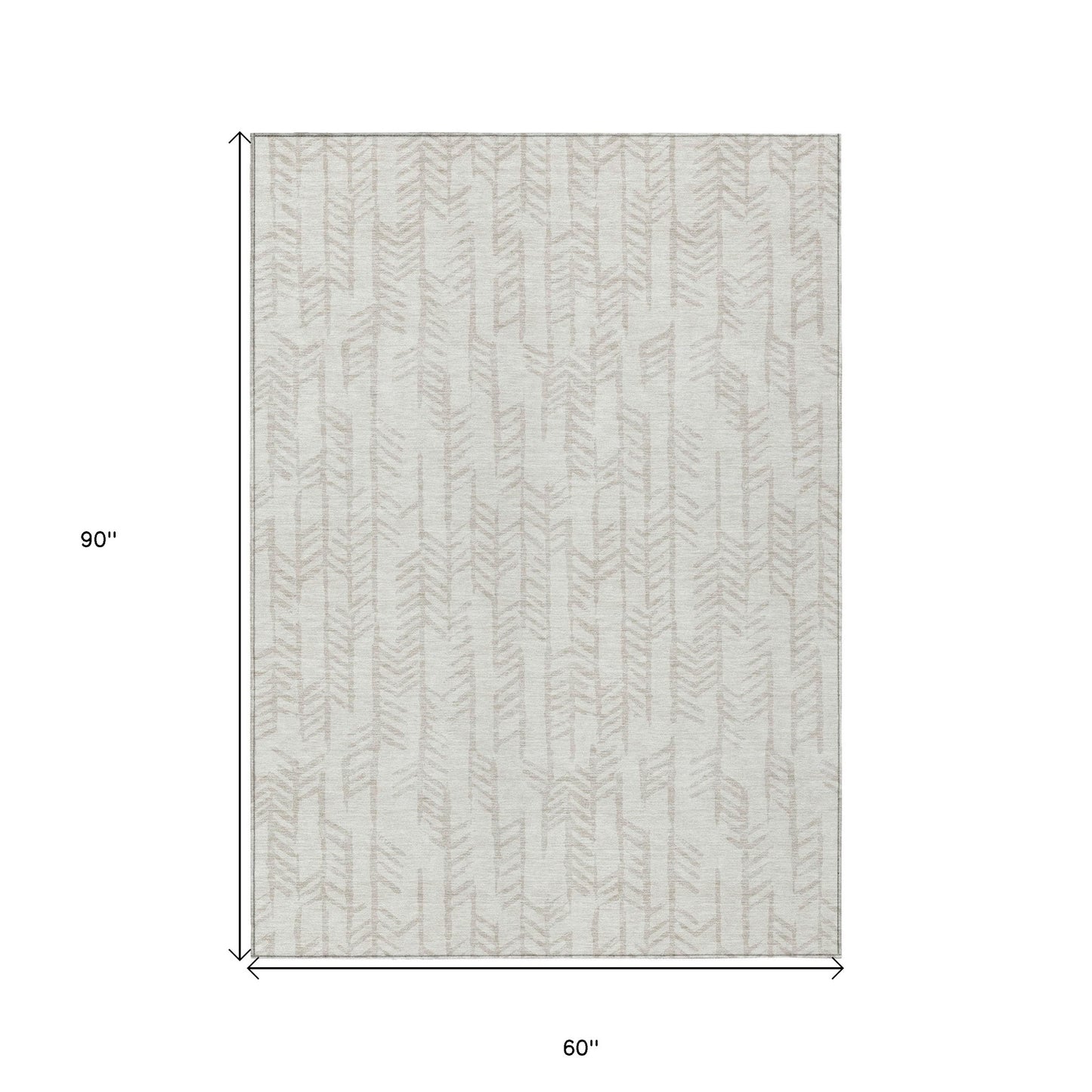 Tabselect Home Line 5' X 8' Ivory And Beige Tribal Washable Indoor Outdoor Area Rug