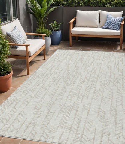 Tabselect Home Line 5' X 8' Ivory And Beige Tribal Washable Indoor Outdoor Area Rug