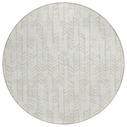Tabselect Home Line 8' Ivory And Beige Round Tribal Washable Indoor Outdoor Area Rug