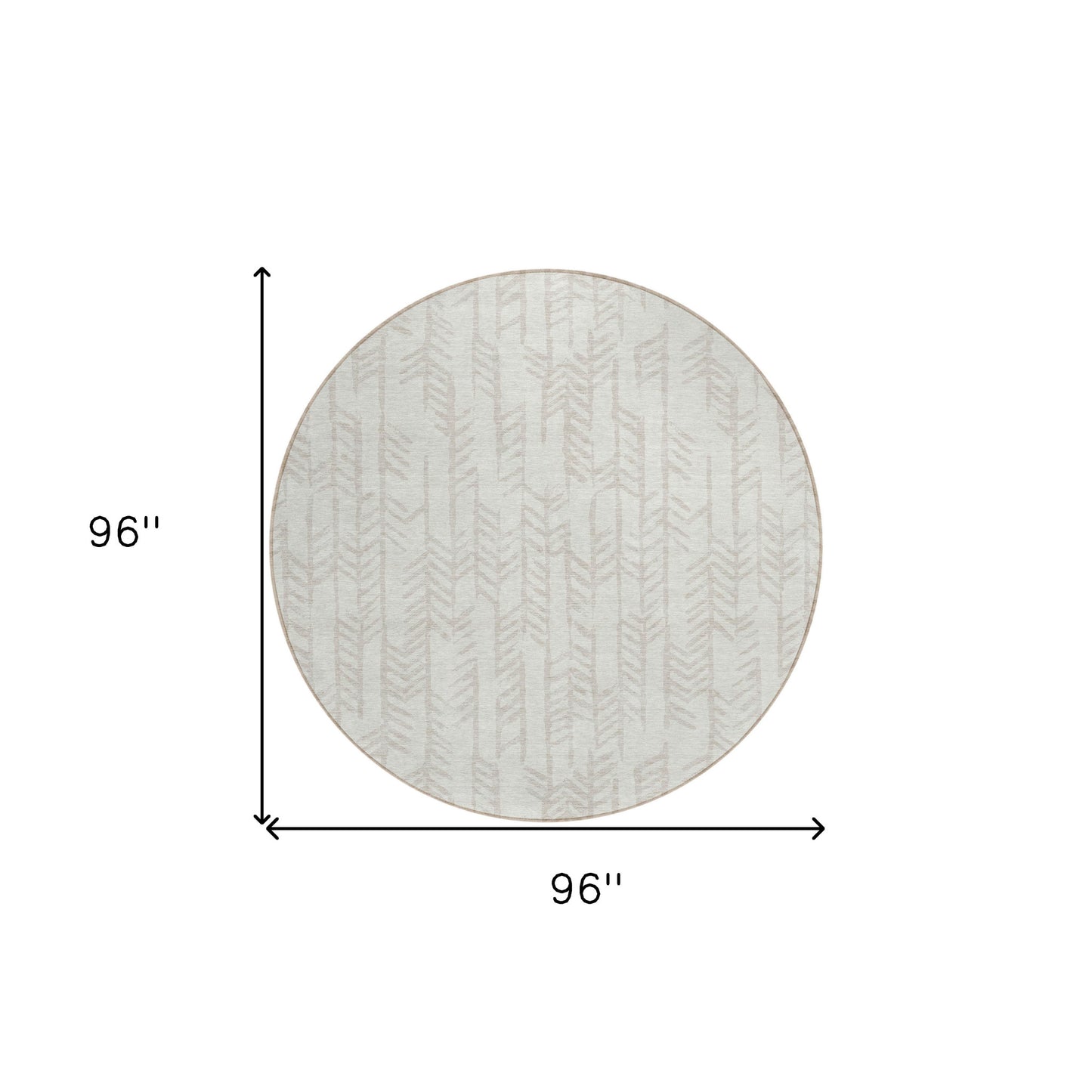 Tabselect Home Line 8' Ivory And Beige Round Tribal Washable Indoor Outdoor Area Rug
