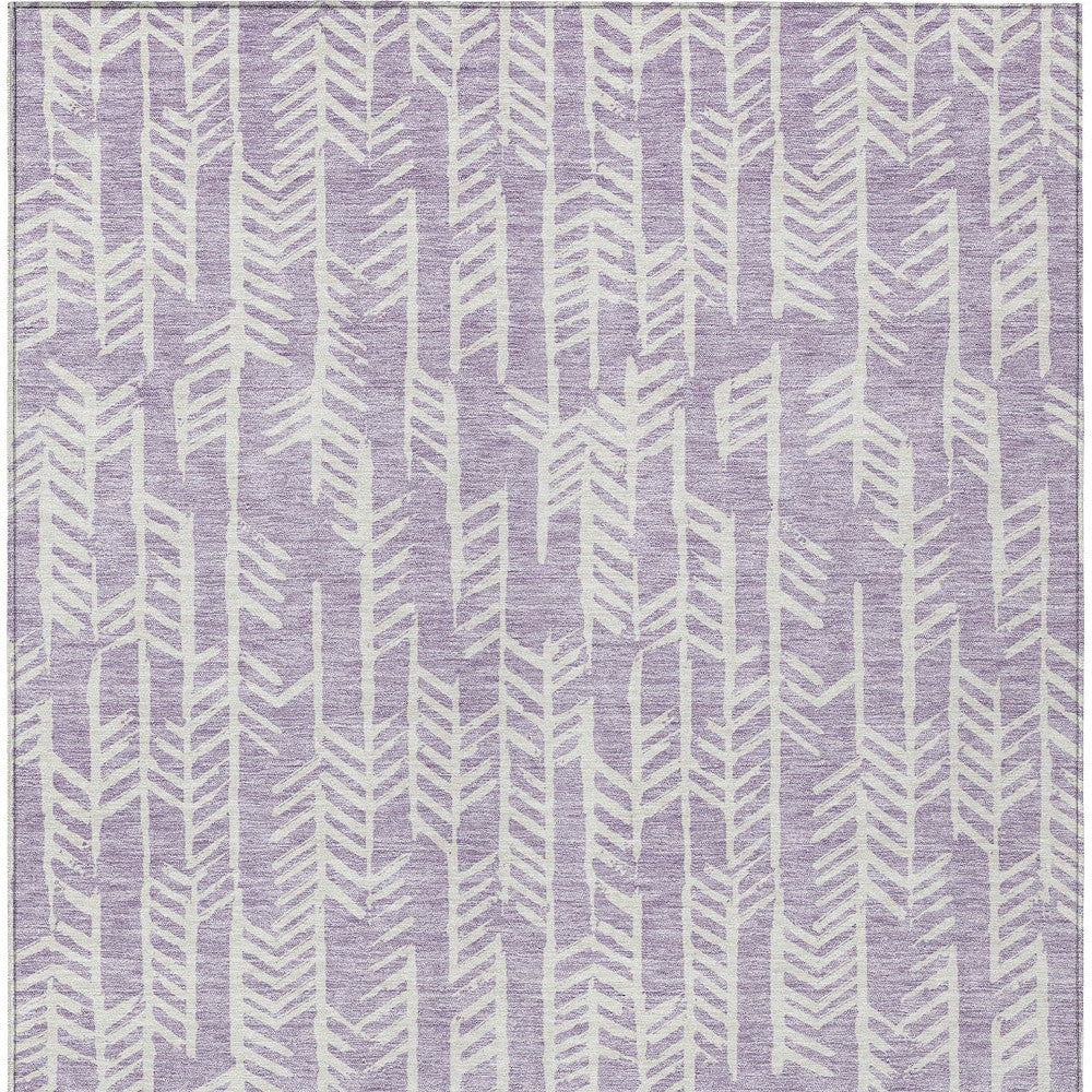 Tabselect Home Line 5' X 8' Lavender And Ivory Tribal Washable Indoor Outdoor Area Rug