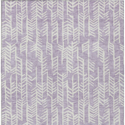 Tabselect Home Line 5' X 8' Lavender And Ivory Tribal Washable Indoor Outdoor Area Rug