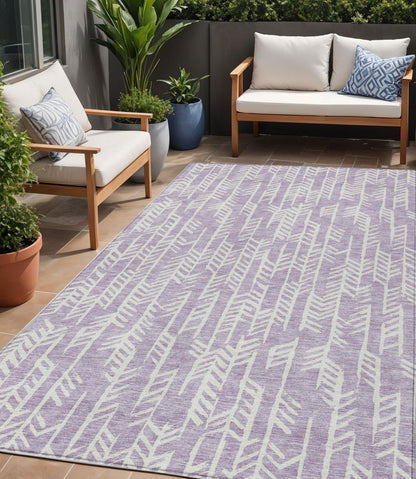 Tabselect Home Line 5' X 8' Lavender And Ivory Tribal Washable Indoor Outdoor Area Rug