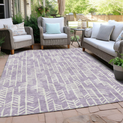 Tabselect Home Line 5' X 8' Lavender And Ivory Tribal Washable Indoor Outdoor Area Rug