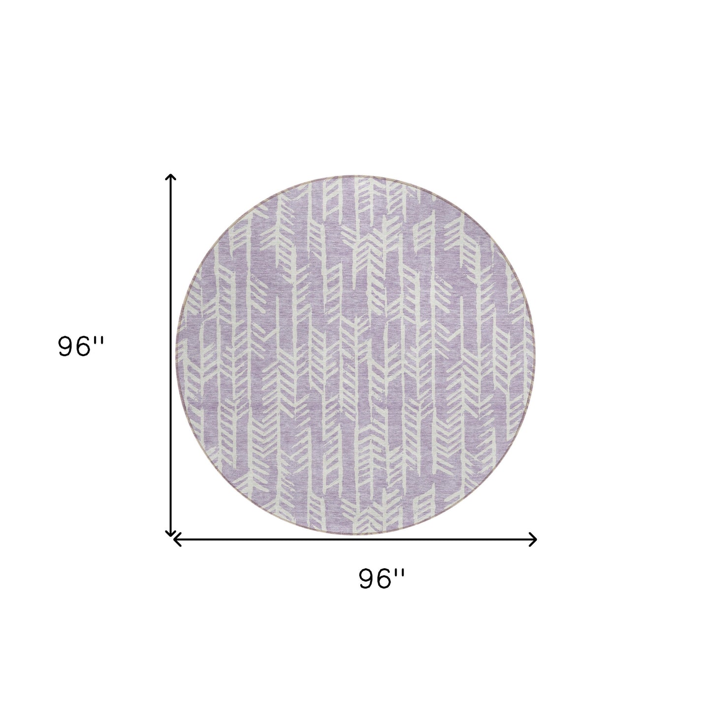 Tabselect Home Line 8' Lavender And Ivory Round Tribal Washable Indoor Outdoor Area Rug