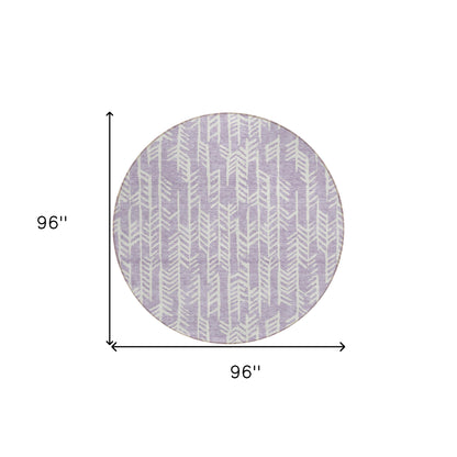 Tabselect Home Line 8' Lavender And Ivory Round Tribal Washable Indoor Outdoor Area Rug