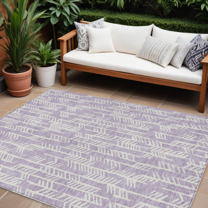 Tabselect Home Line 8' X 10' Lavender And Ivory Tribal Washable Indoor Outdoor Area Rug