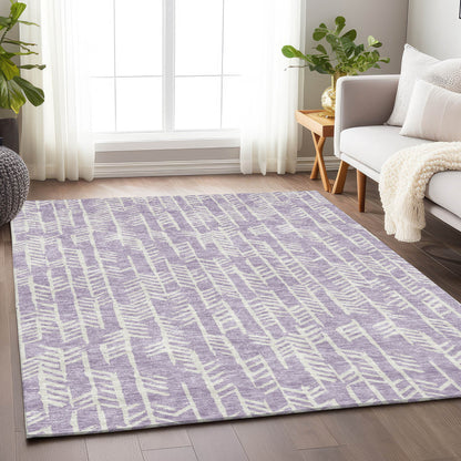 Tabselect Home Line 8' X 10' Lavender And Ivory Tribal Washable Indoor Outdoor Area Rug
