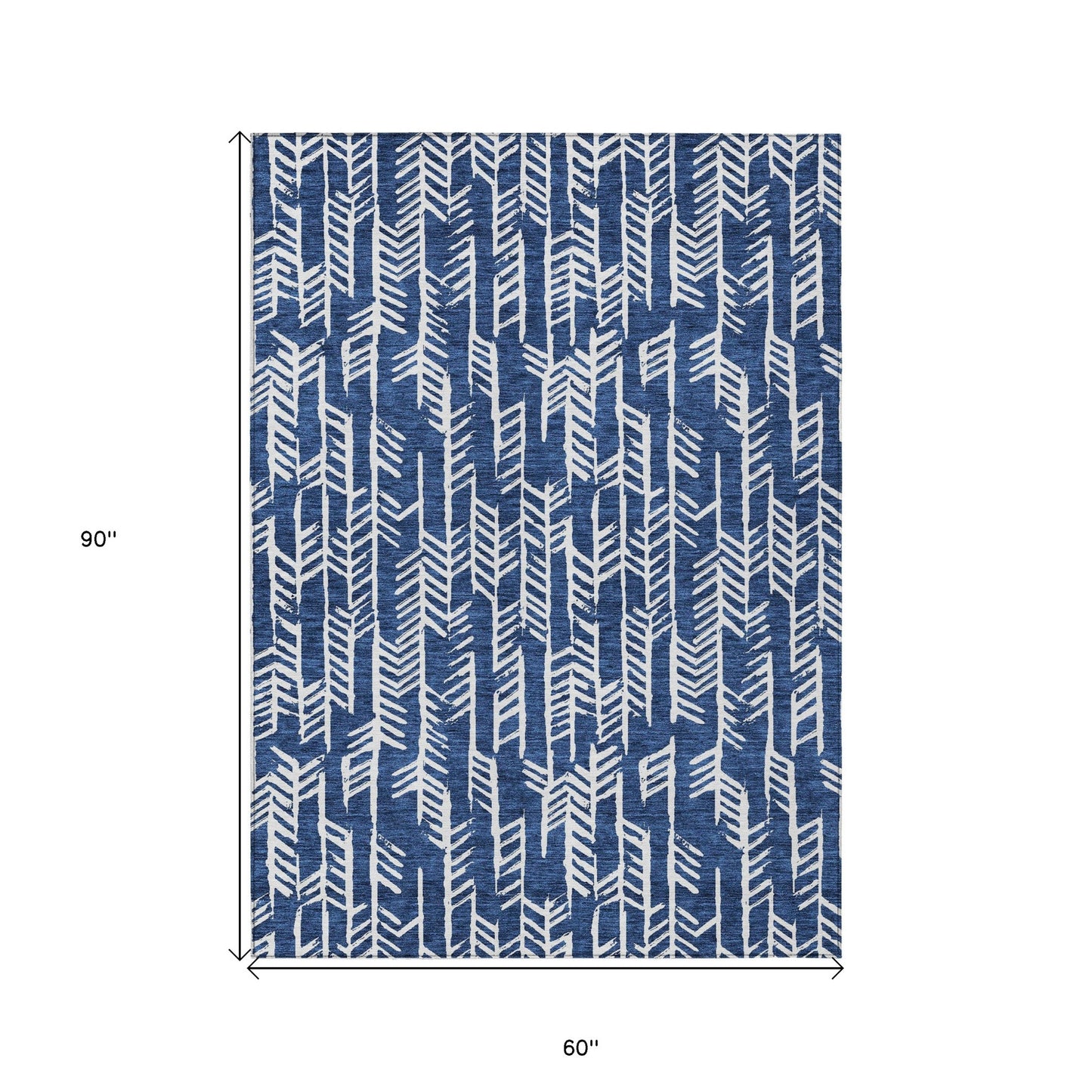 Tabselect Home Line 5' X 8' Navy Blue And Ivory Tribal Washable Indoor Outdoor Area Rug