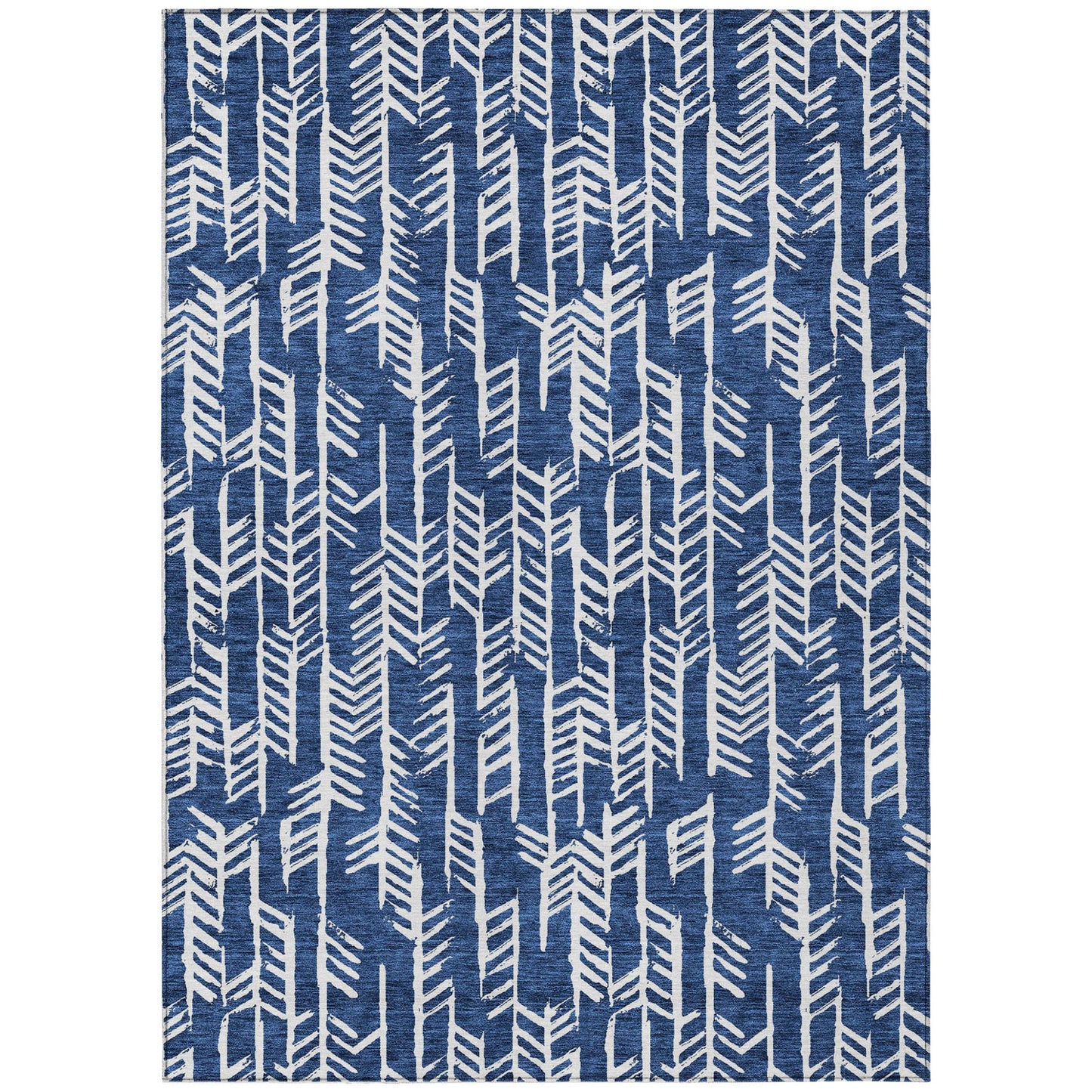 Tabselect Home Line 5' X 8' Navy Blue And Ivory Tribal Washable Indoor Outdoor Area Rug