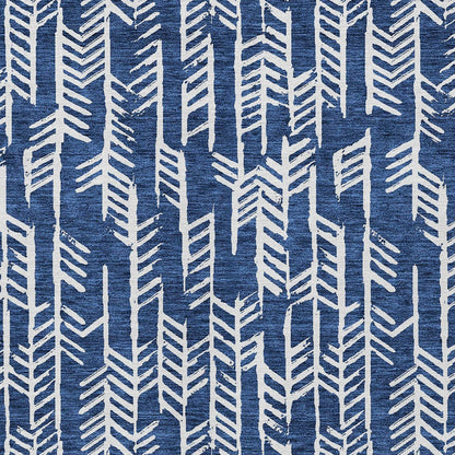 Tabselect Home Line 5' X 8' Navy Blue And Ivory Tribal Washable Indoor Outdoor Area Rug