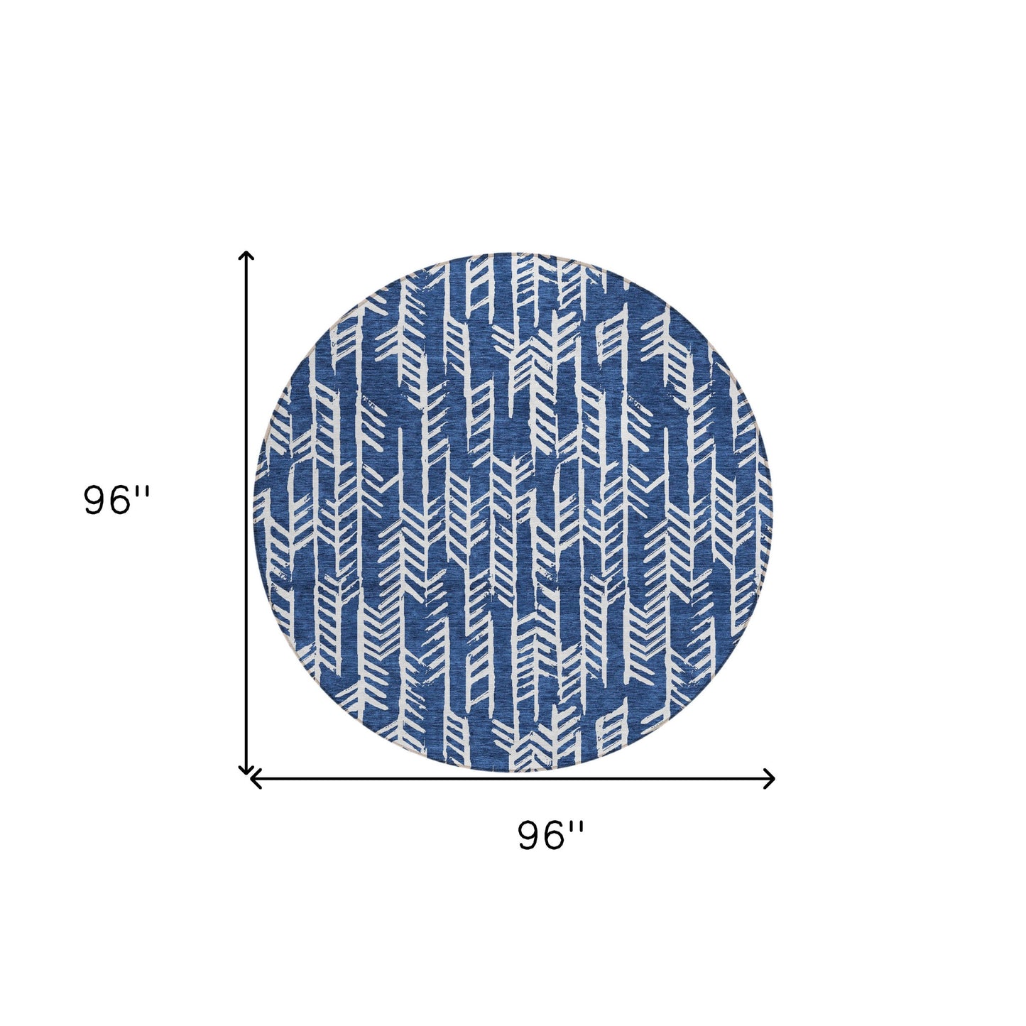 Tabselect Home Line 8' Navy Blue And Ivory Round Tribal Washable Indoor Outdoor Area Rug