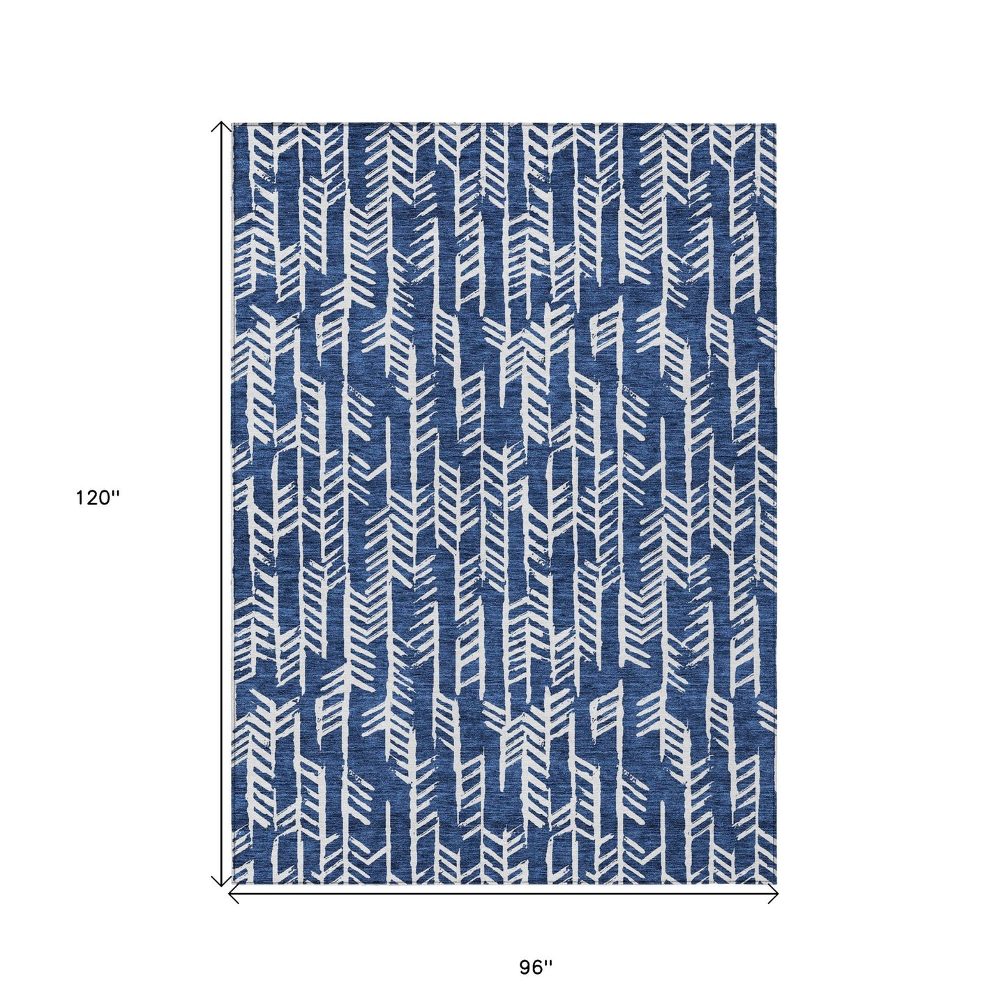 Tabselect Home Line 8' X 10' Navy Blue And Ivory Tribal Washable Indoor Outdoor Area Rug