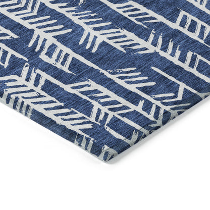 Tabselect Home Line 8' X 10' Navy Blue And Ivory Tribal Washable Indoor Outdoor Area Rug