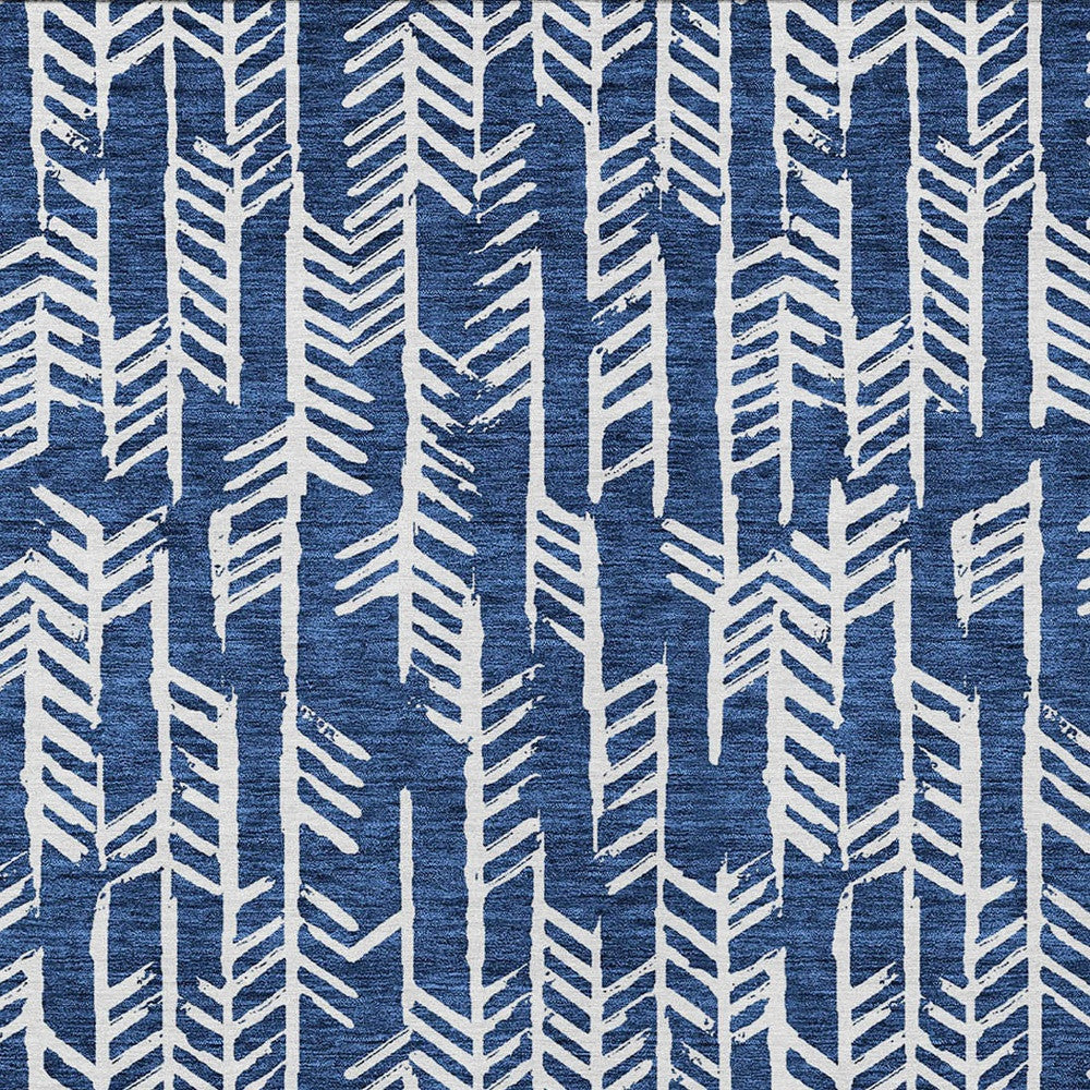 Tabselect Home Line 8' X 10' Navy Blue And Ivory Tribal Washable Indoor Outdoor Area Rug