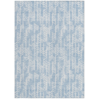 Tabselect Home Line 5' X 8' Sky Blue And Ivory Tribal Washable Indoor Outdoor Area Rug