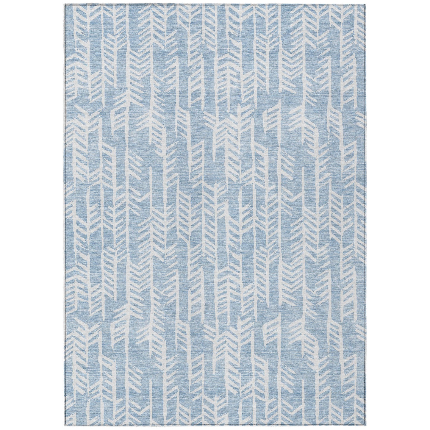 Tabselect Home Line 5' X 8' Sky Blue And Ivory Tribal Washable Indoor Outdoor Area Rug