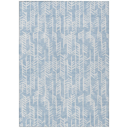 Tabselect Home Line 5' X 8' Sky Blue And Ivory Tribal Washable Indoor Outdoor Area Rug