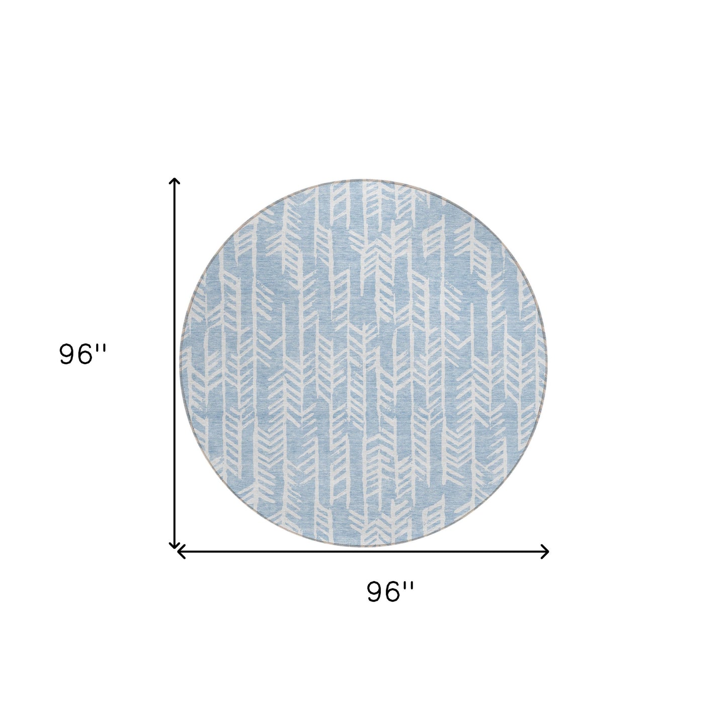 Tabselect Home Line 8' Sky Blue And Ivory Round Tribal Washable Indoor Outdoor Area Rug