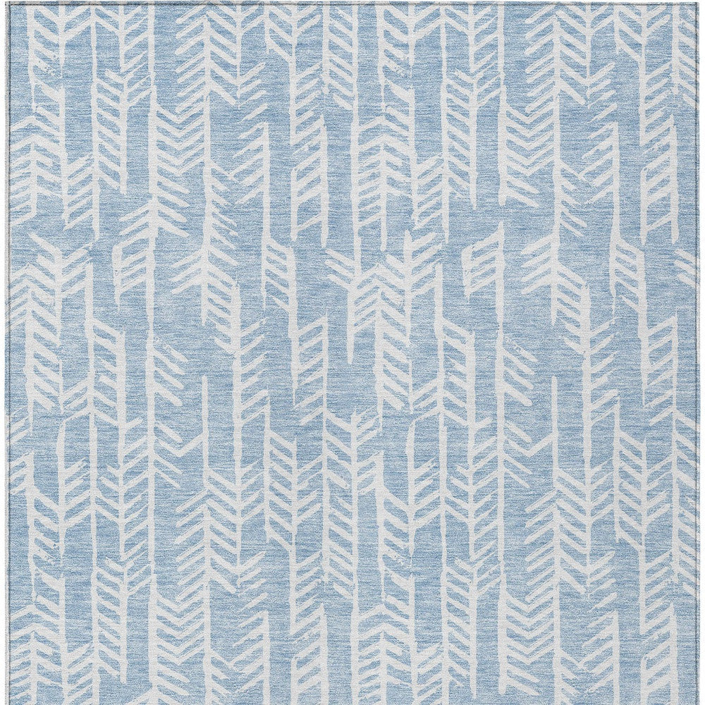 Tabselect Home Line 8' X 10' Sky Blue And Ivory Tribal Washable Indoor Outdoor Area Rug