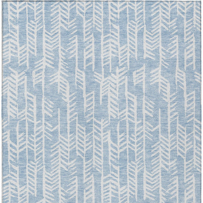 Tabselect Home Line 8' X 10' Sky Blue And Ivory Tribal Washable Indoor Outdoor Area Rug