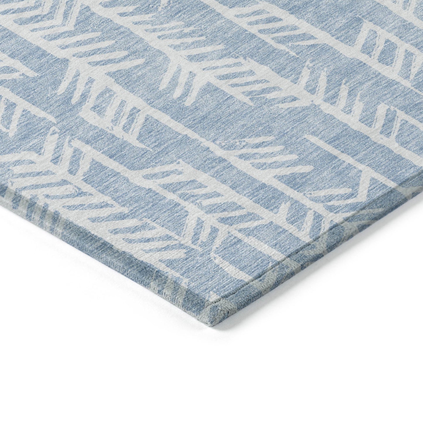 Tabselect Home Line 8' X 10' Sky Blue And Ivory Tribal Washable Indoor Outdoor Area Rug