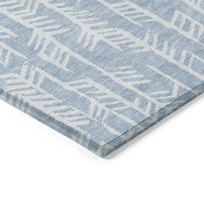 Tabselect Home Line 8' X 10' Sky Blue And Ivory Tribal Washable Indoor Outdoor Area Rug
