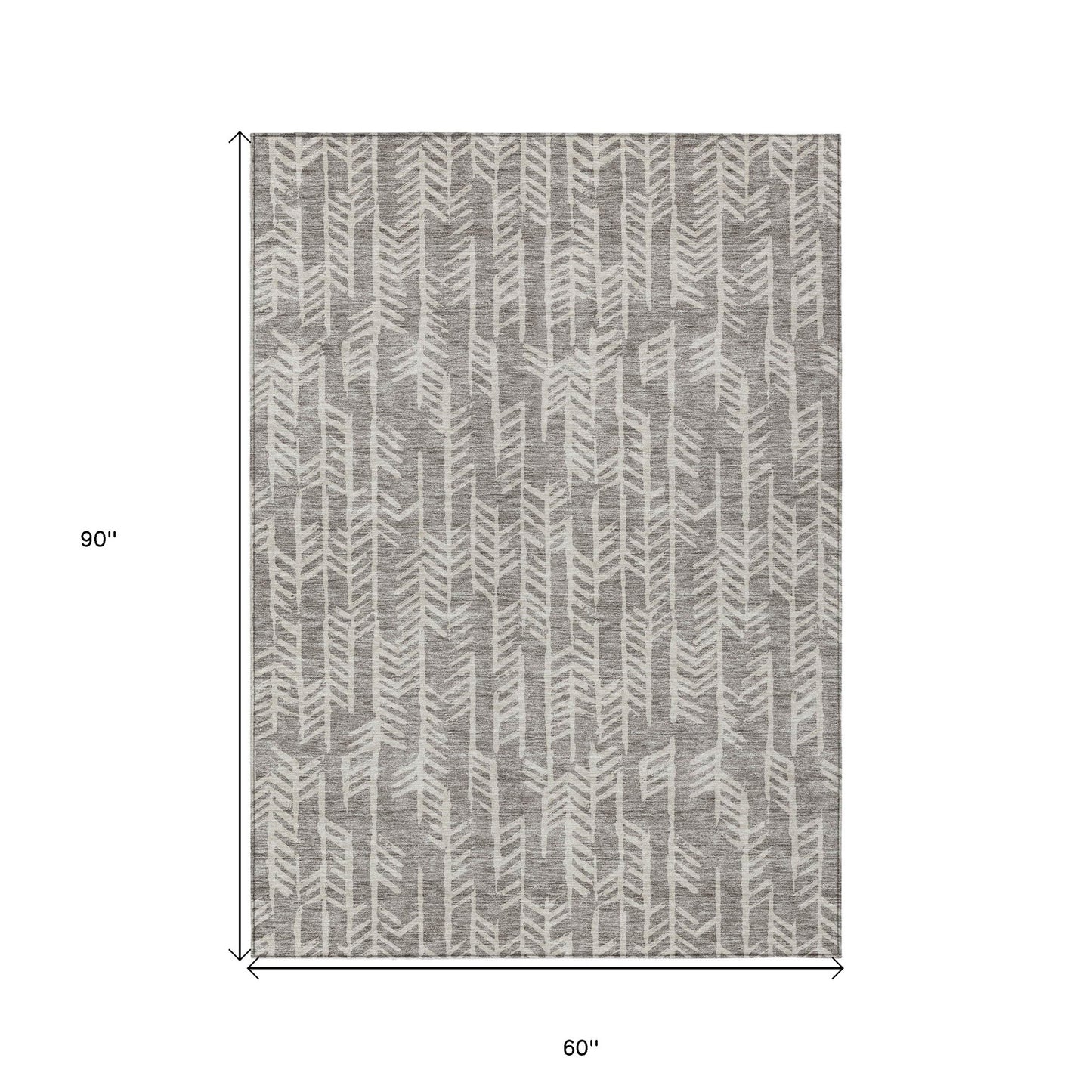 Tabselect Home Line 5' X 8' Taupe And Beige Tribal Washable Indoor Outdoor Area Rug