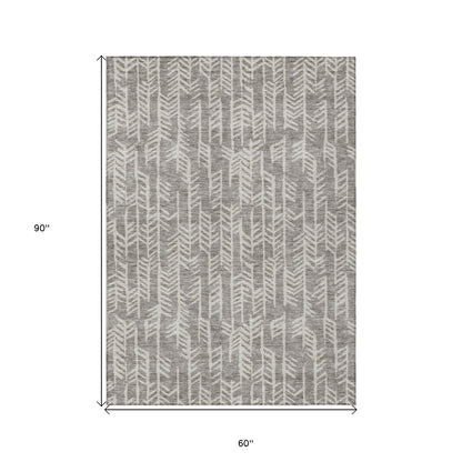 Tabselect Home Line 5' X 8' Taupe And Beige Tribal Washable Indoor Outdoor Area Rug