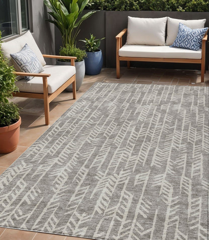Tabselect Home Line 5' X 8' Taupe And Beige Tribal Washable Indoor Outdoor Area Rug