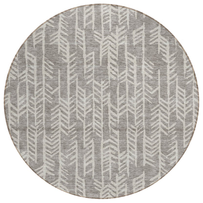 Tabselect Home Line 8' Taupe And Beige Round Tribal Washable Indoor Outdoor Area Rug