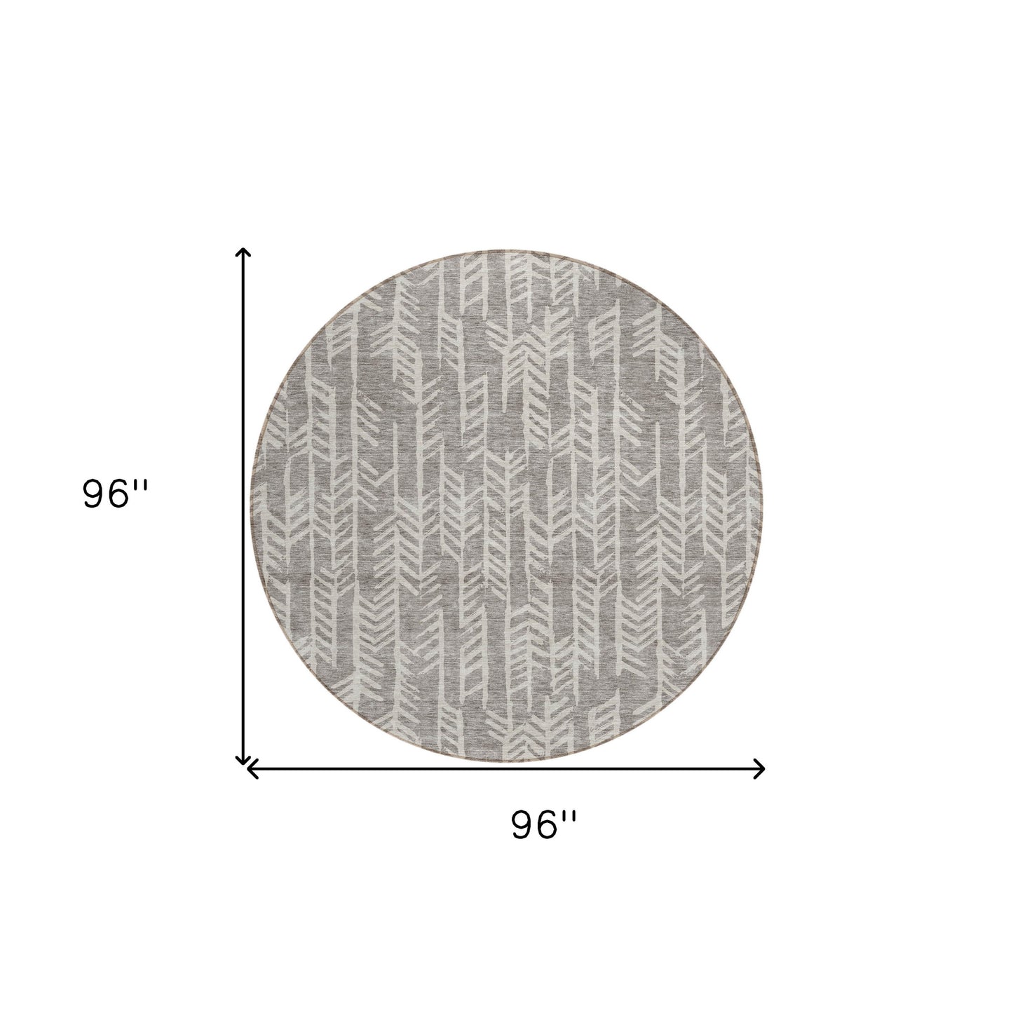 Tabselect Home Line 8' Taupe And Beige Round Tribal Washable Indoor Outdoor Area Rug