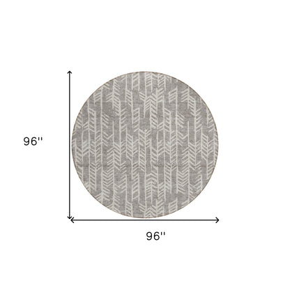 Tabselect Home Line 8' Taupe And Beige Round Tribal Washable Indoor Outdoor Area Rug