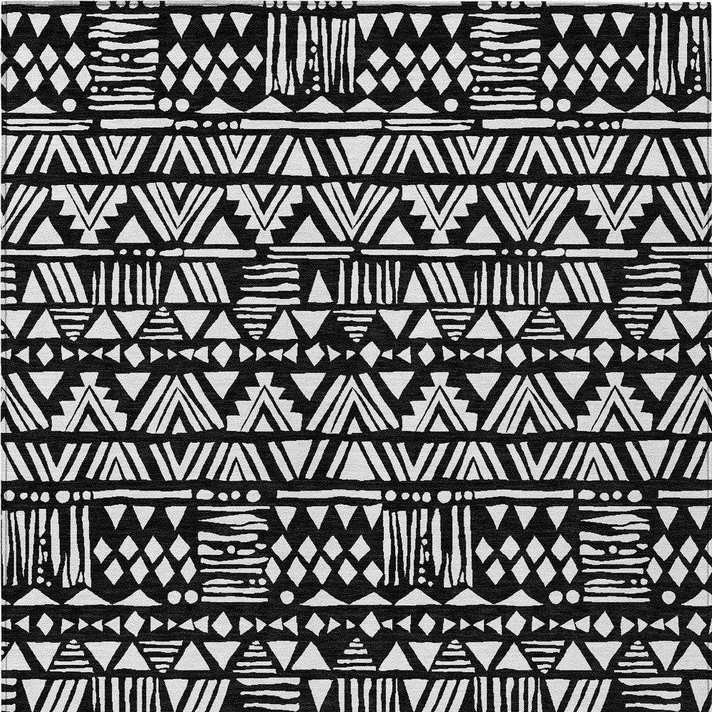 Tabselect Home Line 5' X 8' Black And Ivory Southwestern Washable Indoor Outdoor Area Rug