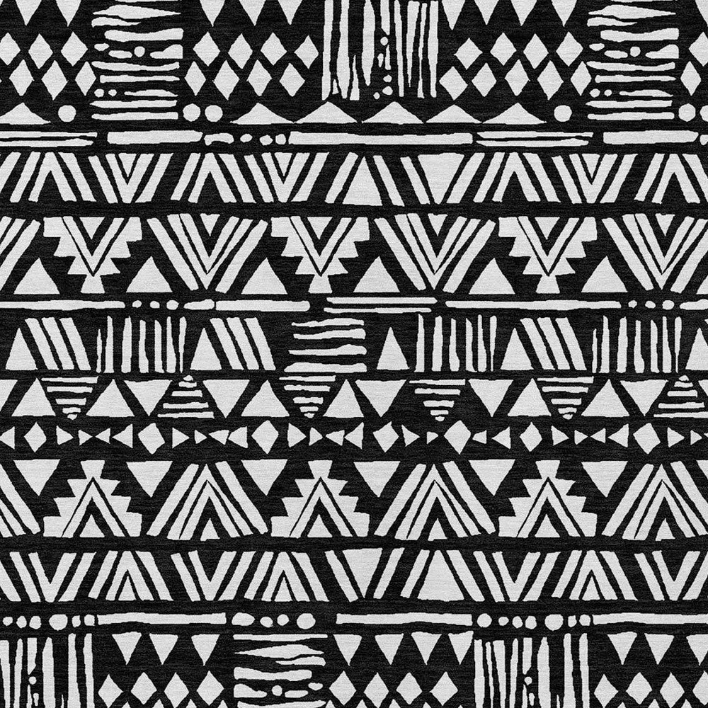 Tabselect Home Line 5' X 8' Black And Ivory Southwestern Washable Indoor Outdoor Area Rug