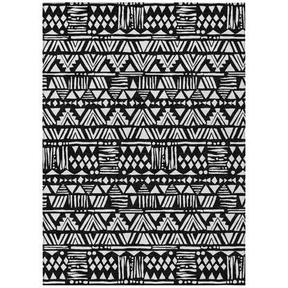 Tabselect Home Line 8' X 10' Black And Ivory Southwestern Washable Indoor Outdoor Area Rug