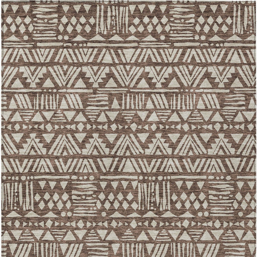 Tabselect Home Line 5' X 8' Brown And Beige Southwestern Washable Indoor Outdoor Area Rug