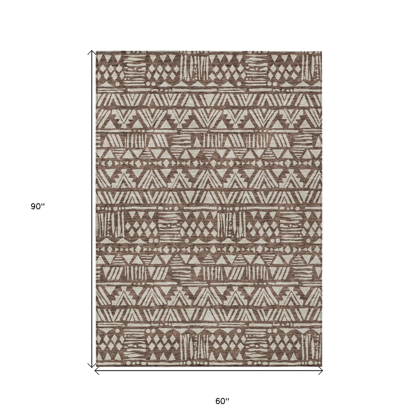 Tabselect Home Line 5' X 8' Brown And Beige Southwestern Washable Indoor Outdoor Area Rug