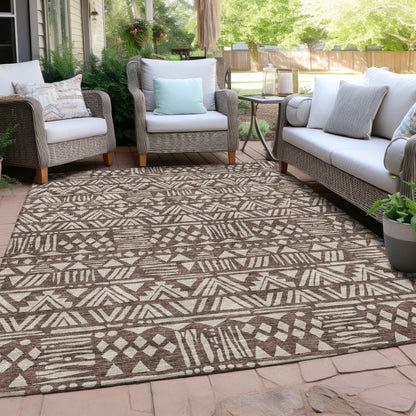 Tabselect Home Line 5' X 8' Brown And Beige Southwestern Washable Indoor Outdoor Area Rug