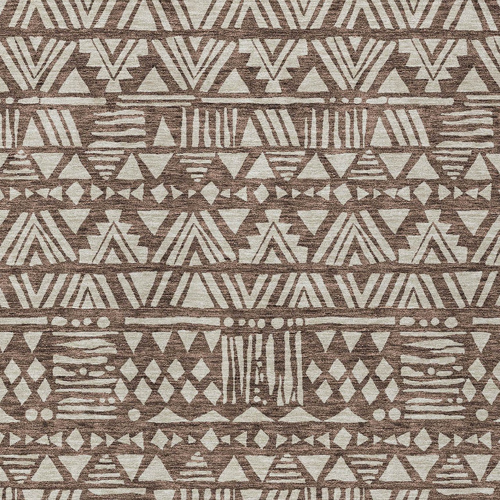 Tabselect Home Line 5' X 8' Brown And Beige Southwestern Washable Indoor Outdoor Area Rug