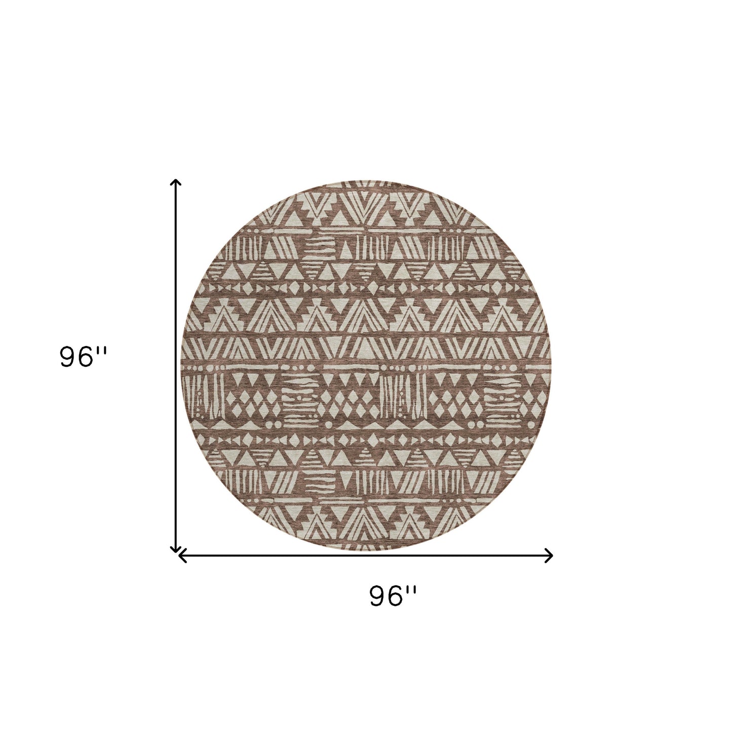 Tabselect Home Line 8' Brown And Beige Round Southwestern Washable Indoor Outdoor Area Rug