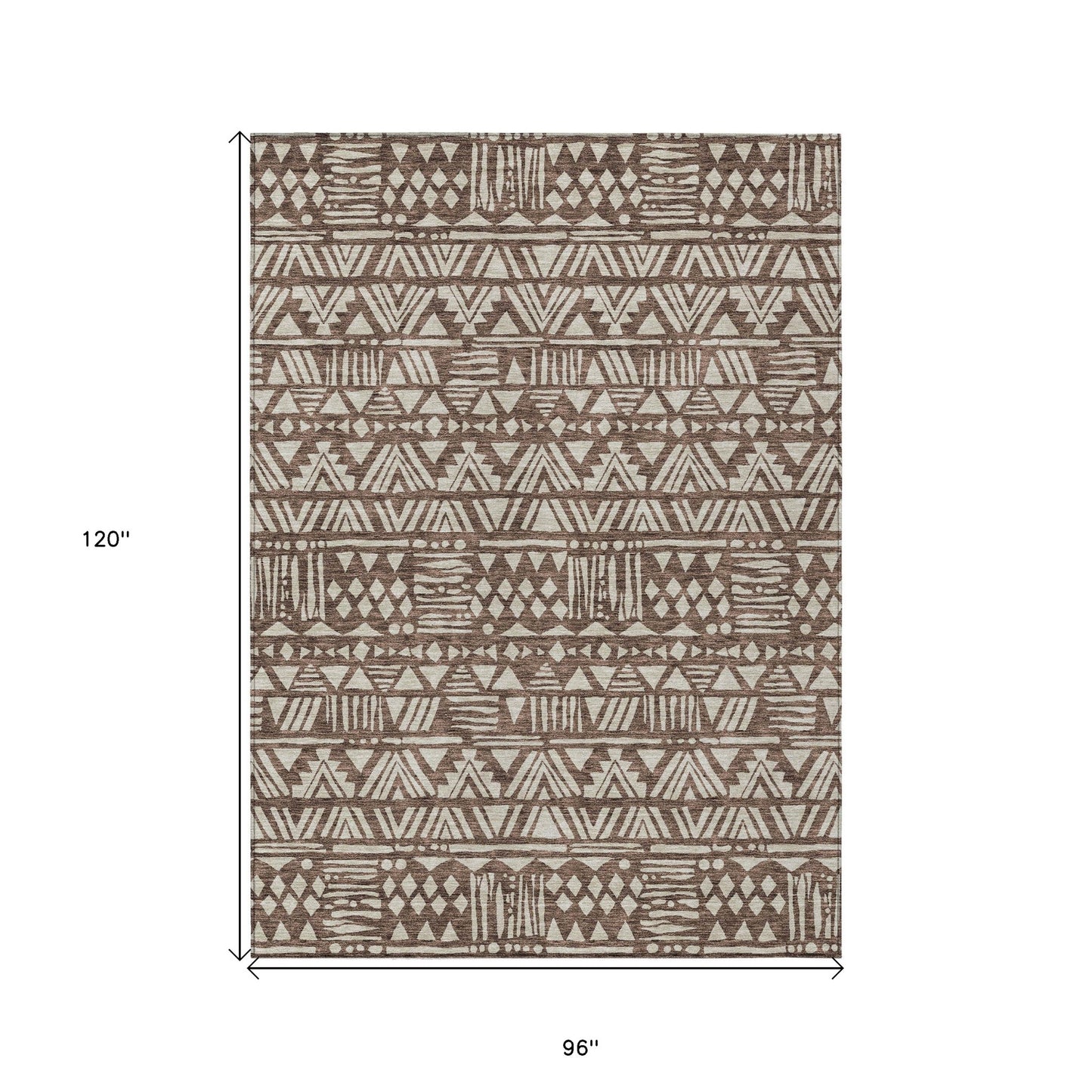 Tabselect Home Line 8' X 10' Brown And Beige Southwestern Washable Indoor Outdoor Area Rug