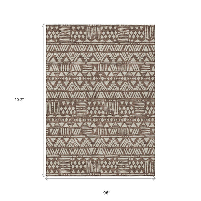 Tabselect Home Line 8' X 10' Brown And Beige Southwestern Washable Indoor Outdoor Area Rug