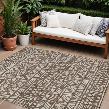 Tabselect Home Line 8' X 10' Brown And Beige Southwestern Washable Indoor Outdoor Area Rug