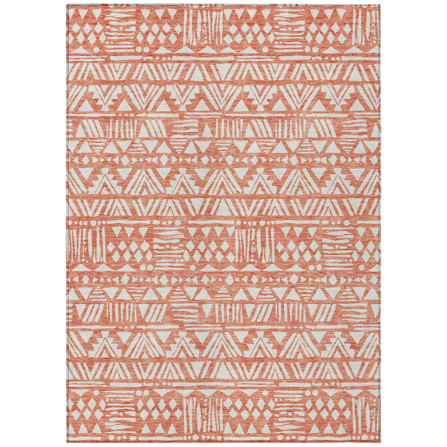 Tabselect Home Line 5' X 8' Coral And Ivory Southwestern Washable Indoor Outdoor Area Rug