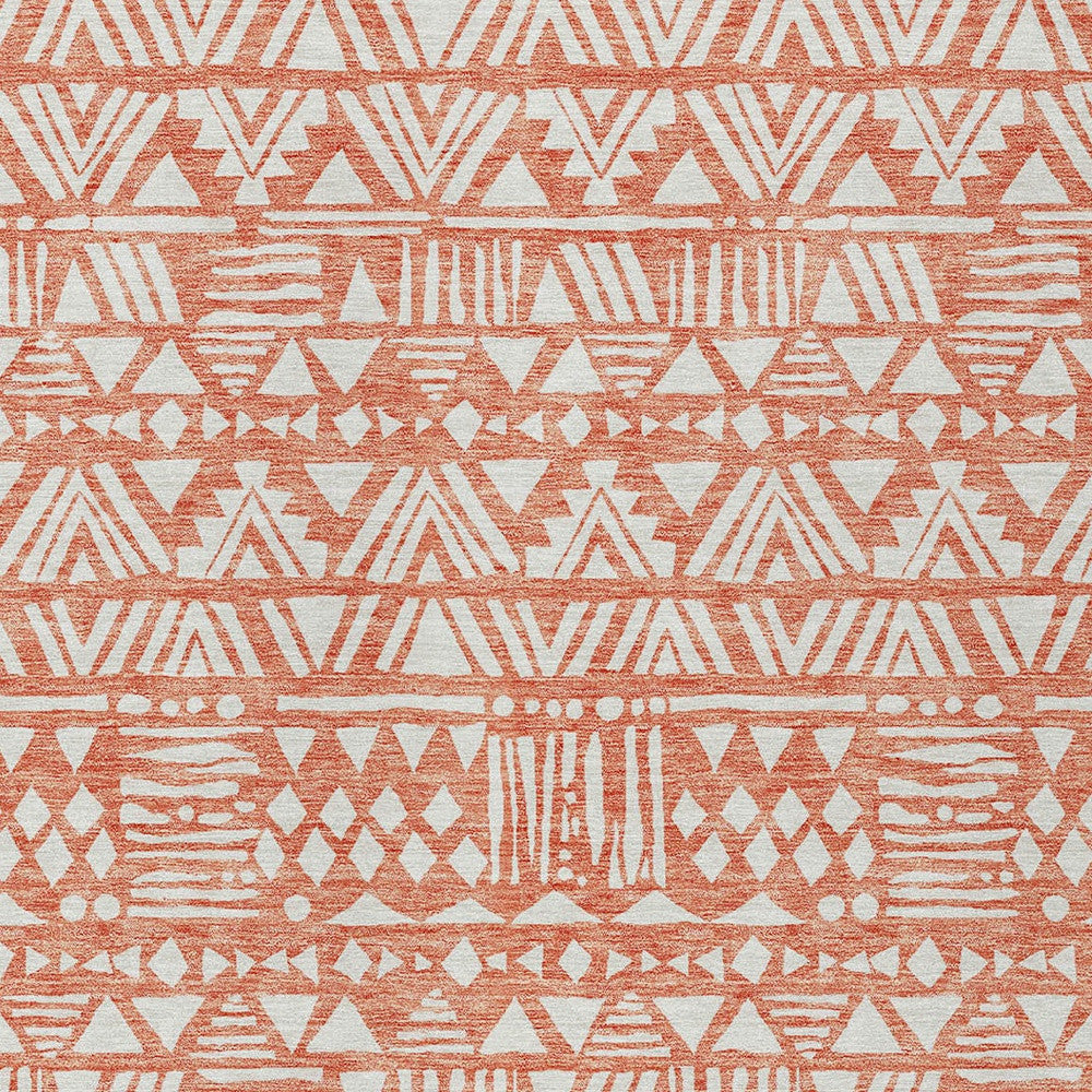 Tabselect Home Line 5' X 8' Coral And Ivory Southwestern Washable Indoor Outdoor Area Rug