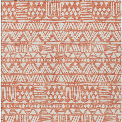 Tabselect Home Line 5' X 8' Coral And Ivory Southwestern Washable Indoor Outdoor Area Rug